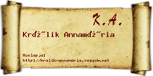 Králik Annamária névjegykártya